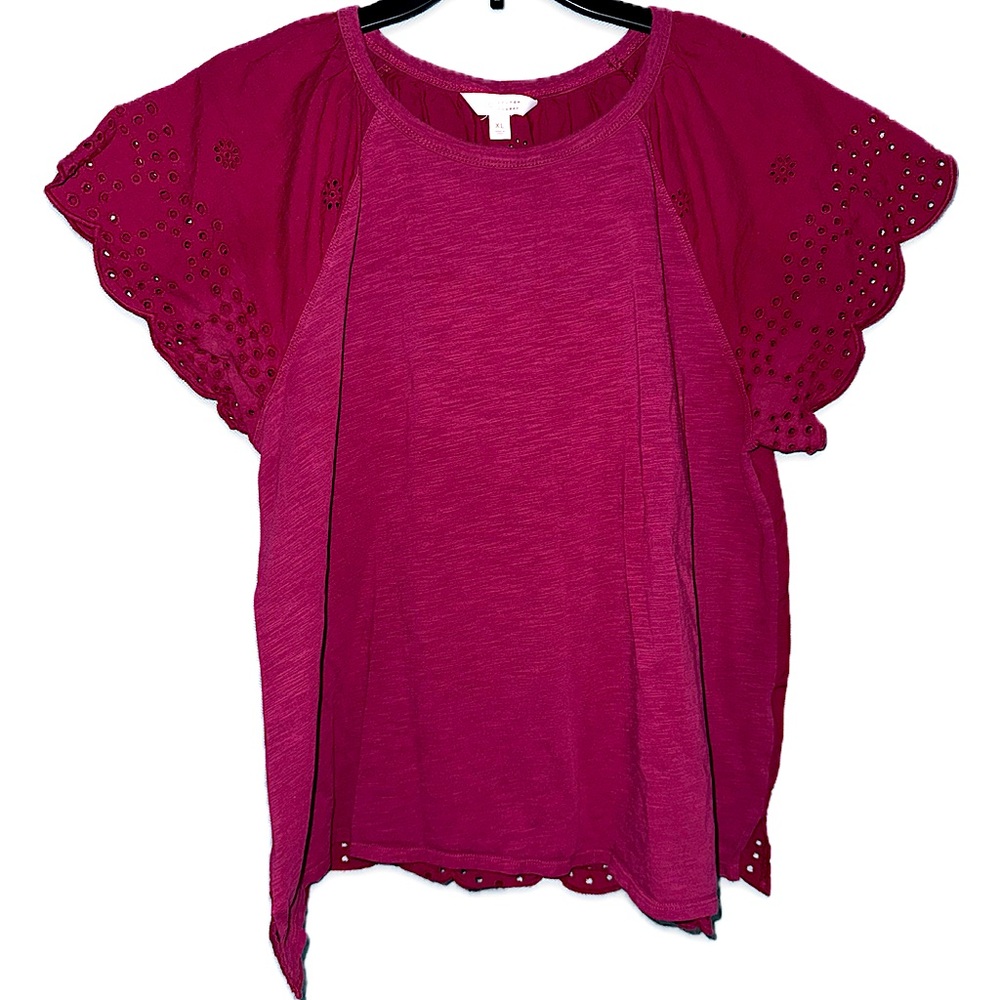 LC Lauren Conrad Magenta Eyelet Sleeve Top Sz XL